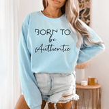 Born To Be Genuine Goods Printed Cartoon Pullover-Light Blue-1