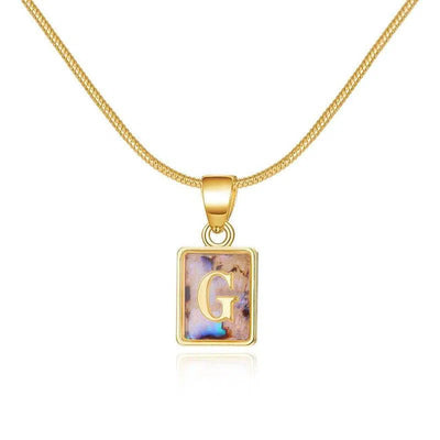 26 Letter Square Necklace Colorful Shell Luminous Pendant Chain Necklace For Women Temperament Ladies Jewelry-16