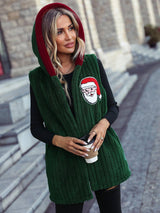 Christmas Style Buckle-free Double-sided Velvet Coat-Forest Green-6