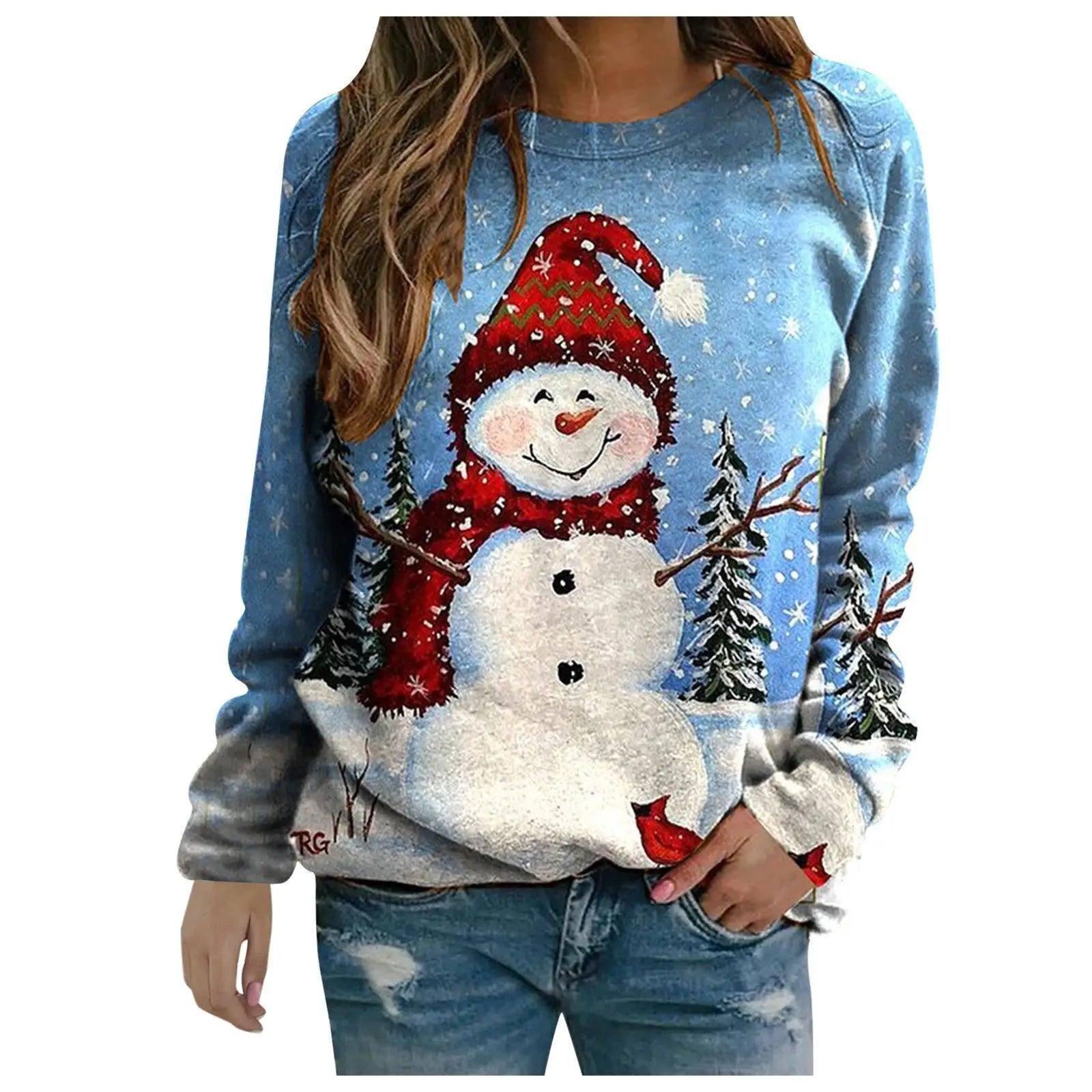 Christmas Sweater Coat Autumn And Winter Women's Clothing-Navy Blue-1