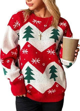 Christmas Tree Jacquard Women's Casual Long-sleeved Sweater-8