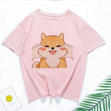 Cartoon Dog Print Casual T-Shirt Unisex-7pink-13