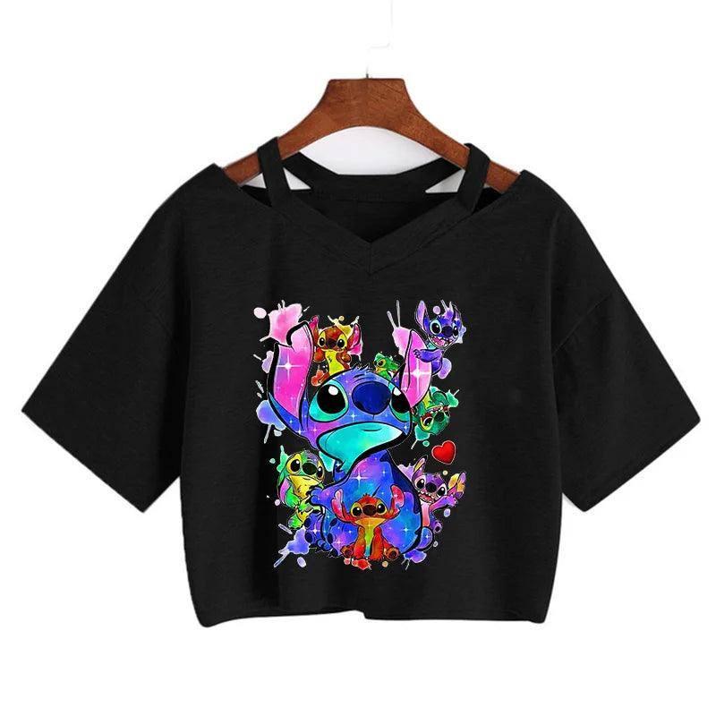 Cute Stitch Cartoon Top-black59001-1