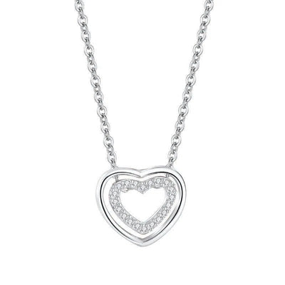 S925 Sterling Silver Heart To Heart Pendant Necklace-4