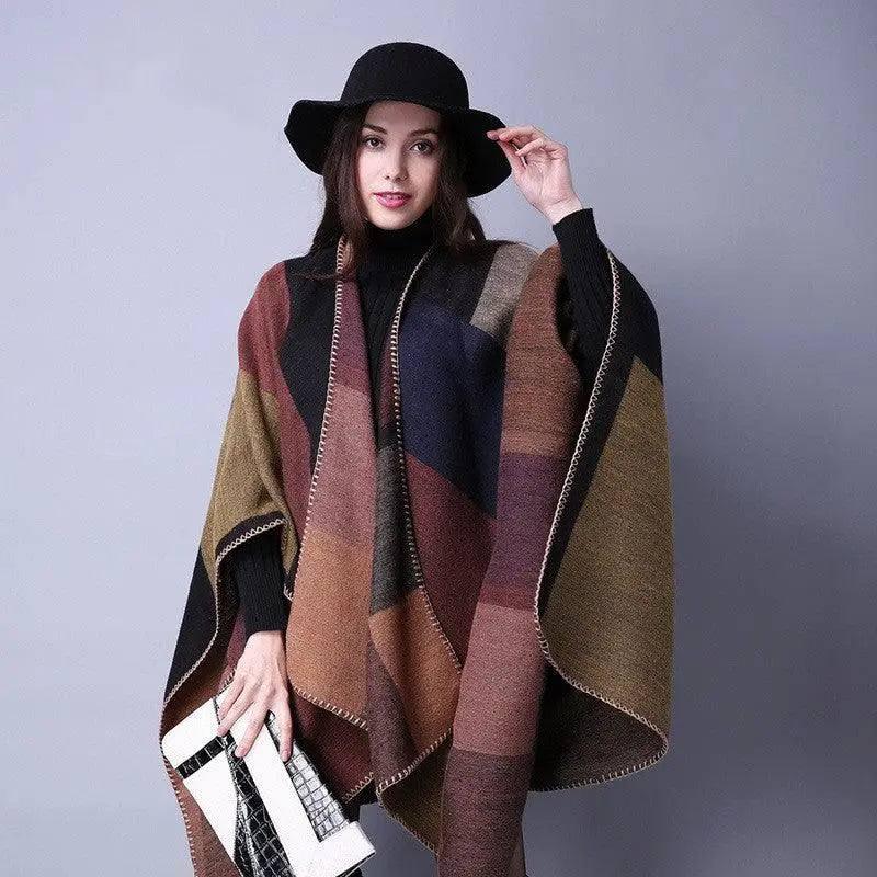 Elegant Large Plaid Cashmere Scarf-12