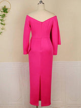 Elegant Plus-Size Pink Bow Dress for Special Occasions-4