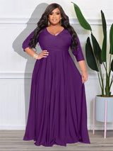 Elegant Plus Size Red Maxi Dress for Women-PURPLE-10