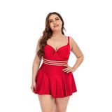 2022 New Push Up One Piece Swimsuit Women Plus Size Swimwear Large Big Plussize Swimming Suits Beachwear Bathing Suits-03705 Red-18