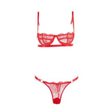 Embroidered lace bra lingerie flower bra-Red-3