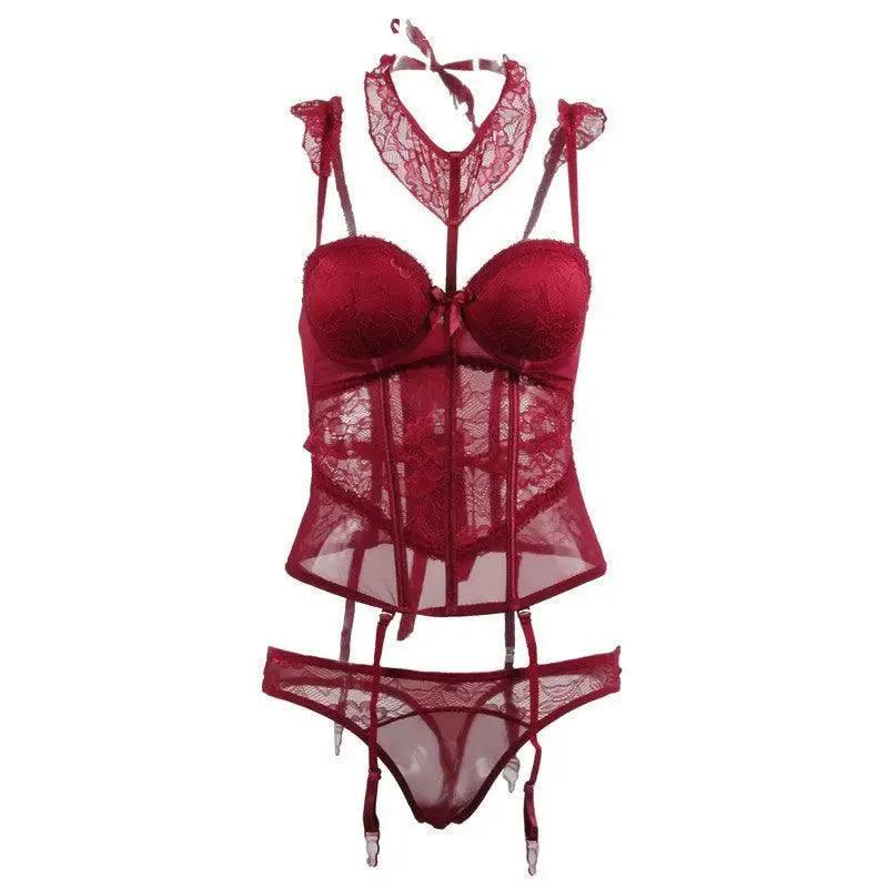 Erotic Lingerie Lace Shapewear Vest Erotic Suit-Red-2