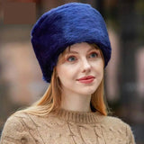 European And American Fashion Warm And Cold Rabbit Fur Hat-Blue-3