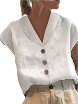 European And American Ladies Fashion Cotton And Linen Top-6