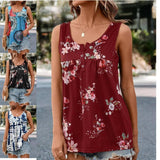 European And American Printed Round Neck Button Sleeveless Vest-2