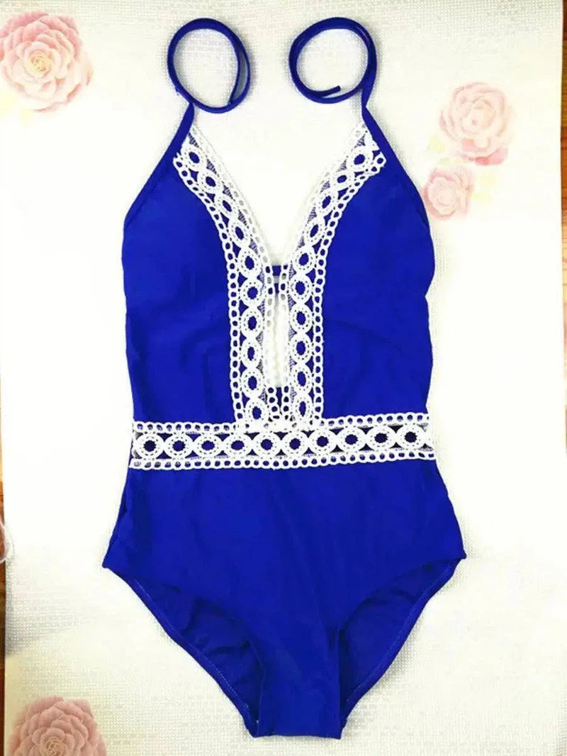 European and American deep V bikini-Blue-3