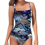 European And American Sexy Halter One-Piece Bikini Swimsuit-Blue-3