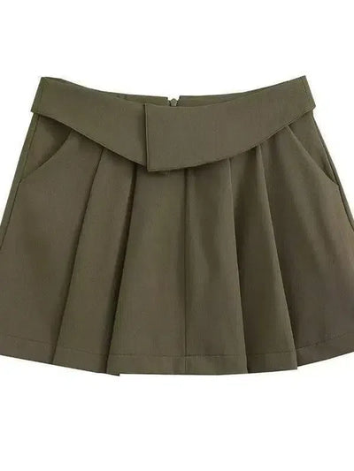 European And American Style College Style High Waist Pleated-3