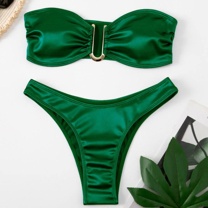 European And American New Swimsuit U-shaped V Iron Swimsuit Ladies-Dark Green-10