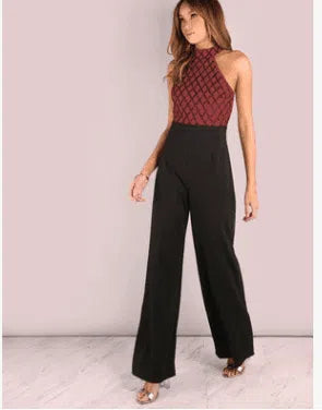 European and American women's jumpsuit hanging neck-2