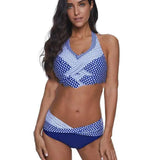 European And Beautiful Sexy Gathered Split Swimsuit-Blue-3