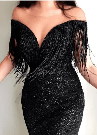 Explosion models black sequins V-neck sleeveless slim-4