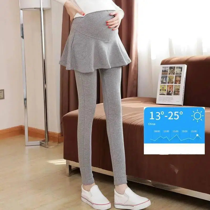 Fake two-piece pleated skirt pants-901Light Grey-2