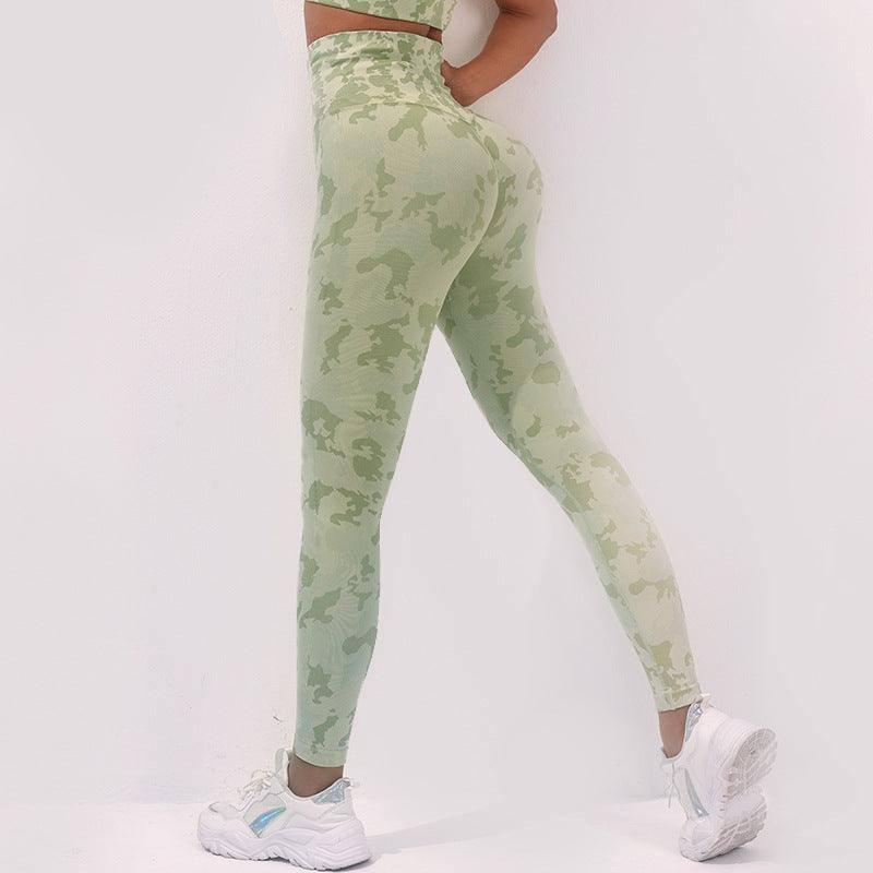 Trendy Camouflage Yoga Pants for Women-Green-8