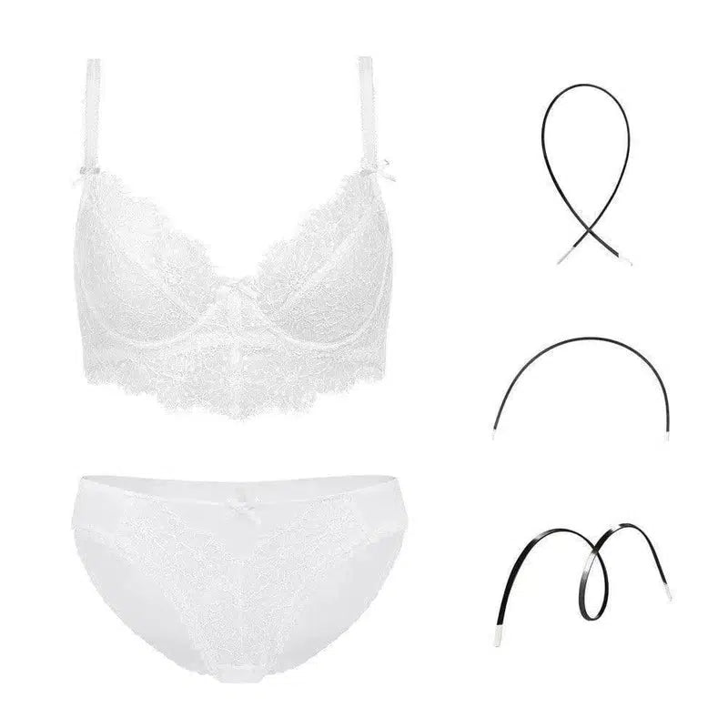 Fashion Women Bra And Panties Set Embroidery-White-3