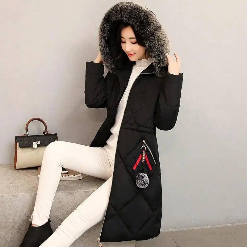 Fashionable Women's Over-the-knee Long Fur Collar Quilted-13