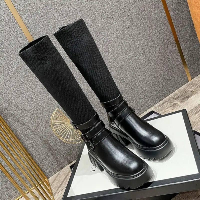 Fat MM Was Thin Knight Boots Women-Black single lining-3