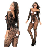 Fishnet Clothing Sexy Hollow One-Piece Sexy Lingerie Women-Black-4