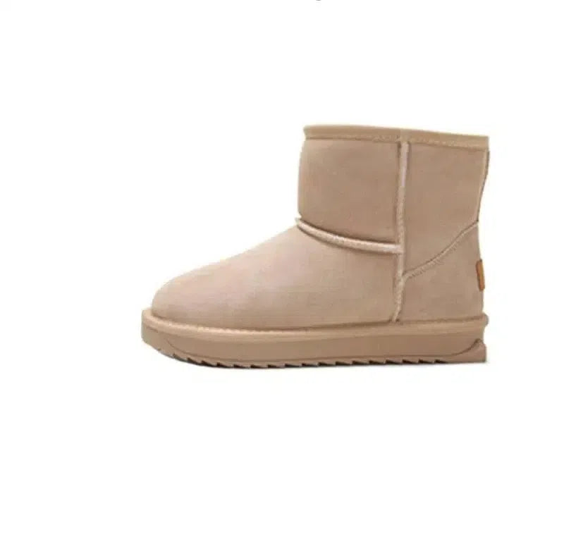 Flat Bottom Medium Cotton Shoes Plush Snow Boots For Women-Camel-2