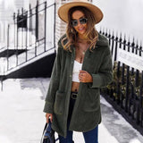 Furry Long Coat Winter Long-sleeved Double-faced Fleece Coat-Armygreen-6