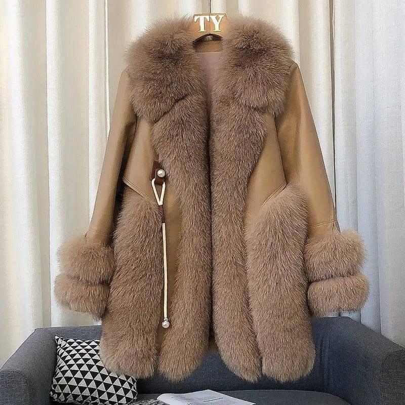 High-end Imported Whole Skin Fox Fur Coat Female-Shatuo color-3