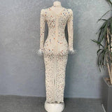 High-end Rhinestone Mesh Stretch European And American Slim-5