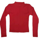 Women's Long Sleeve Turtleneck Top-Red-3