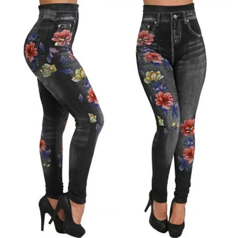 LOVEMI - Knitted denim print leggings