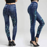 Knitted denim print leggings-C-4