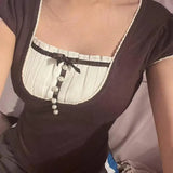 Korean Kawaii Patchwork Women T-shirt Y2K Aesthetic Vintage-Type 3-6