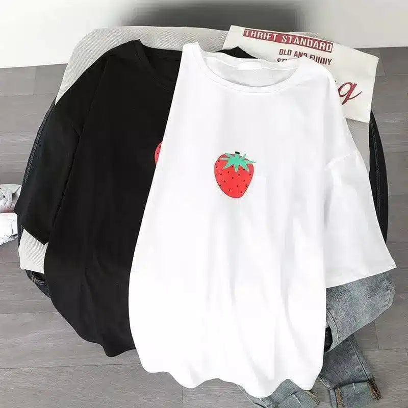 Fruit Embellished Casual Cotton T-Shirt-1