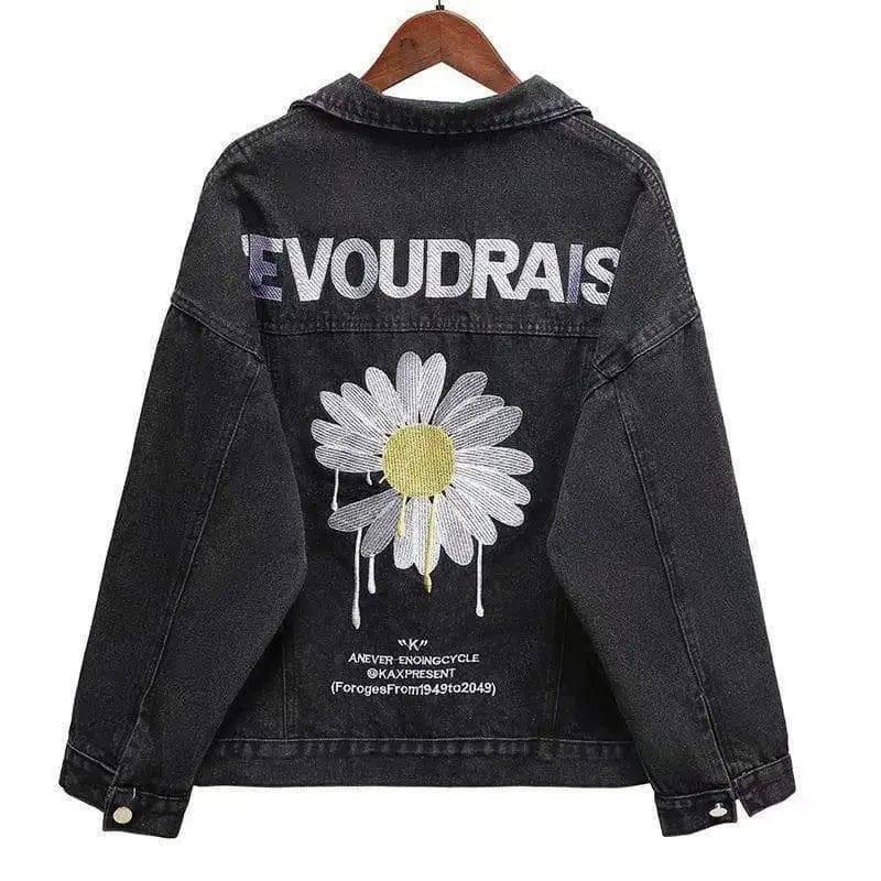 Korean Style Loose Daisy Student All-Match Jacket-Black-1