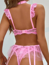 Lace Hollow Embroidery Backless Garter Sexy Suit-8