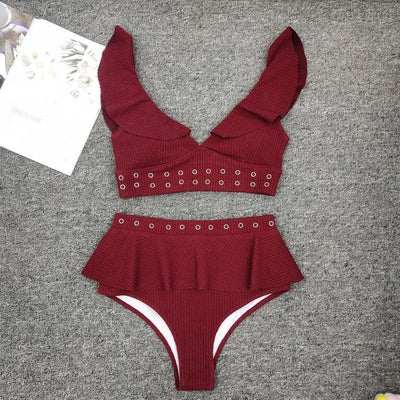 Ladies Beach Bikini-Winered-8