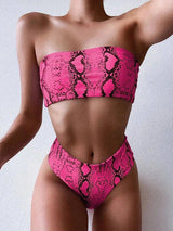 Ladies Printed Bikini Swimsuit Split Swimsuit Set-1Pink-13