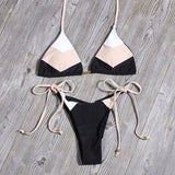 Ladies Swimsuit Colorblock Print Bikini Swimsuit-K01-8