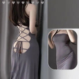 Lace-Up Long Skirt-Grey-5