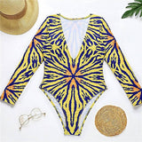 Long-sleeved Swimsuit European And American-Yellow-2