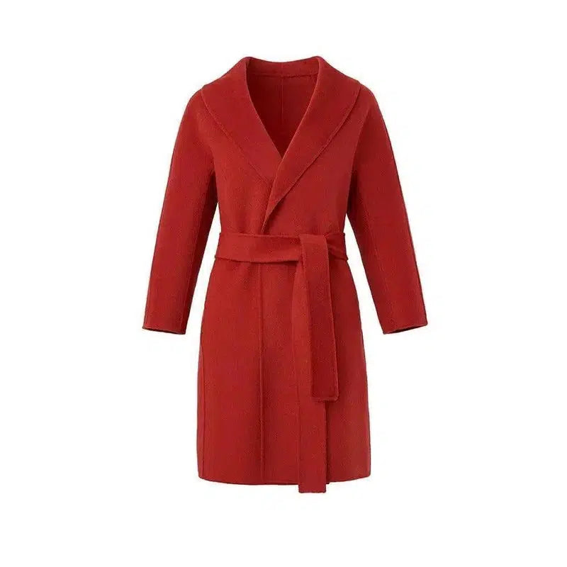 Long woolen coat-Red-3