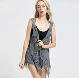 Bohemian crochet lace cardigan-gray-1