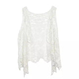 Bohemian crochet lace cardigan-white-10