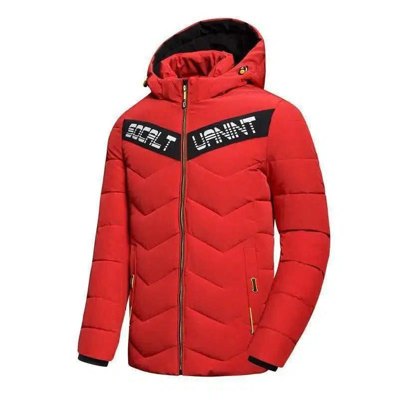 Casual hooded down jacket-Red-2